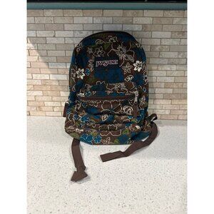 Vintage Jansport Backpack Soft Corduroy Hawaiian Floral Print